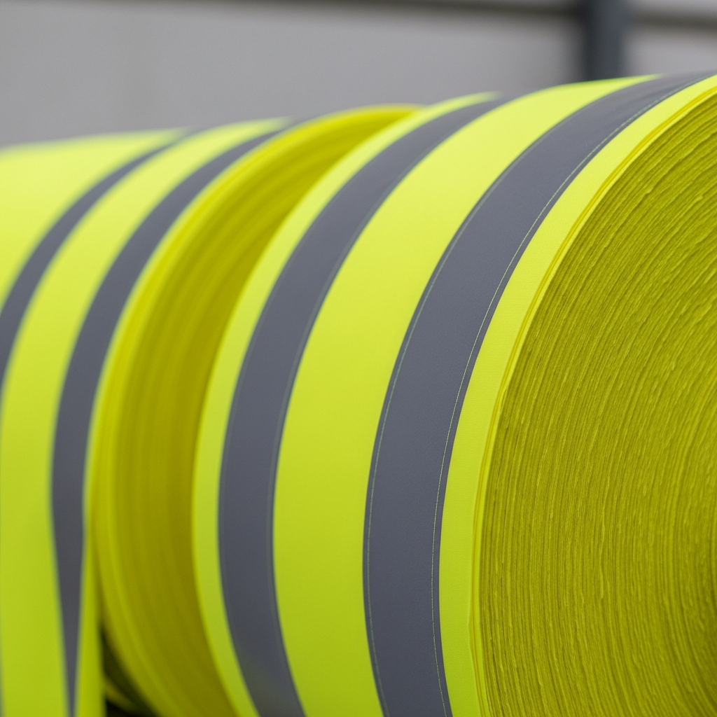 EN ISO 20471 hi-vis floresan sarı kumaş rolikleri reflektör bantlı