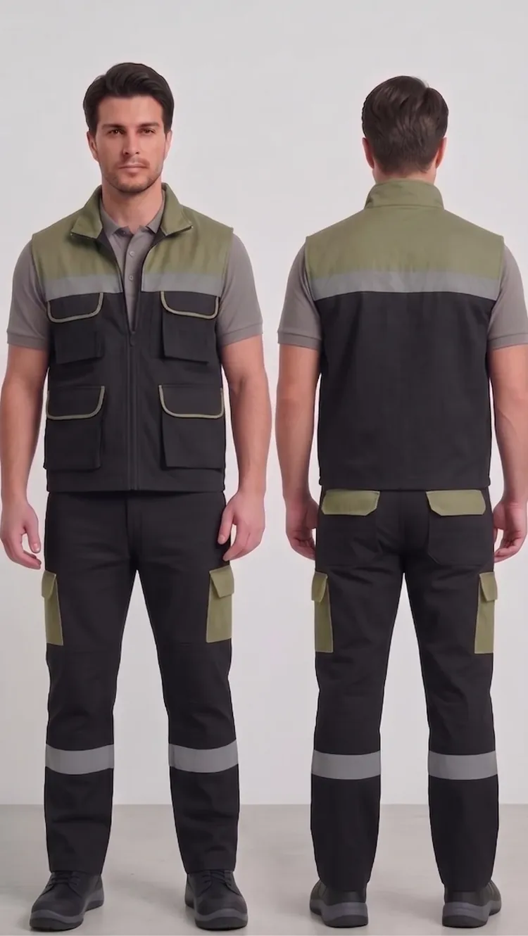 İş yeleği-pantolon takımı #10 — harman gabardin 245 g/m² full likralı, İLKETEKS Denizli üretim