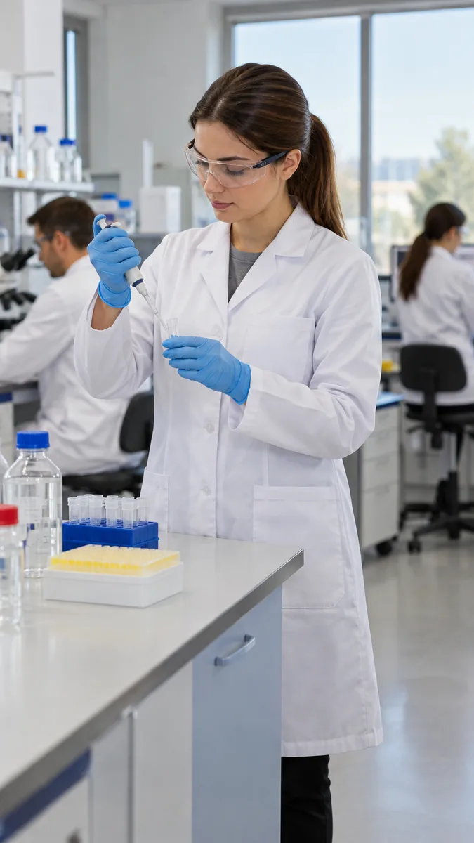 Laborant önlüğü giyen çalışan (temsili görsel)