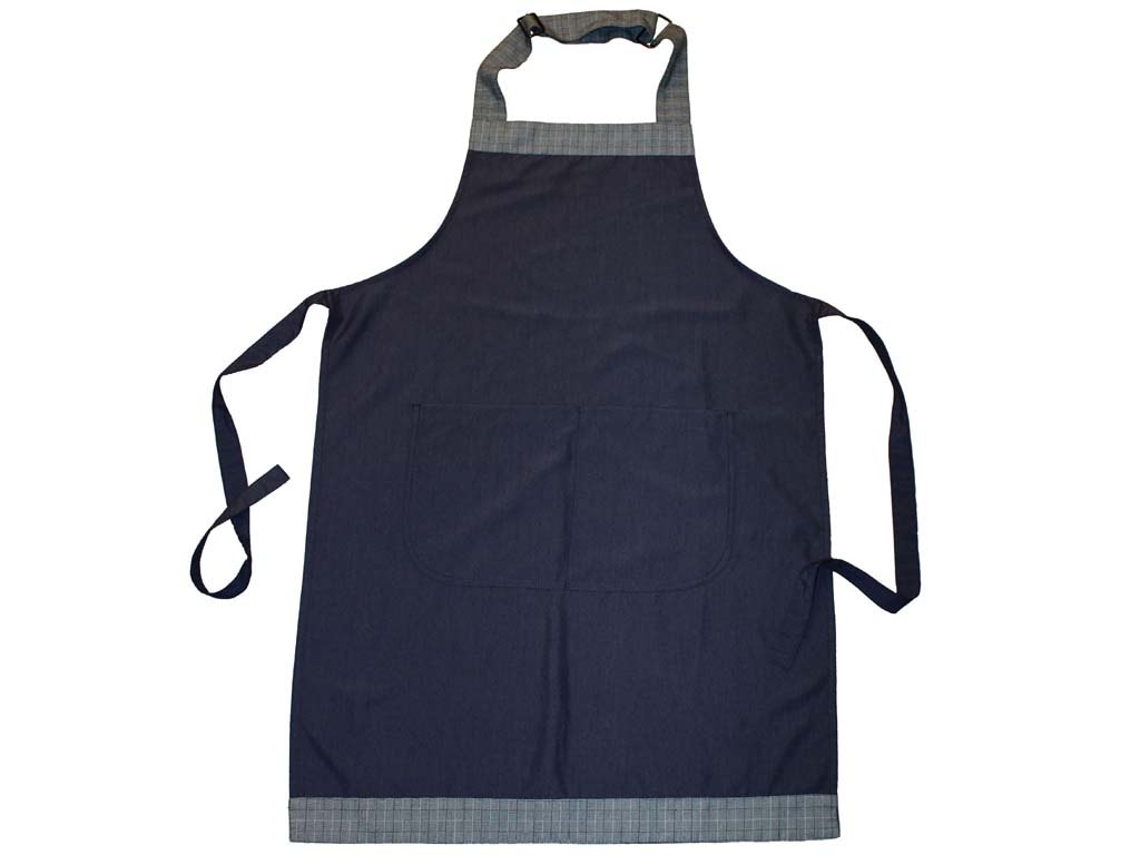 Denim boydan işçi önlüğü, ayarlanabilir askılı