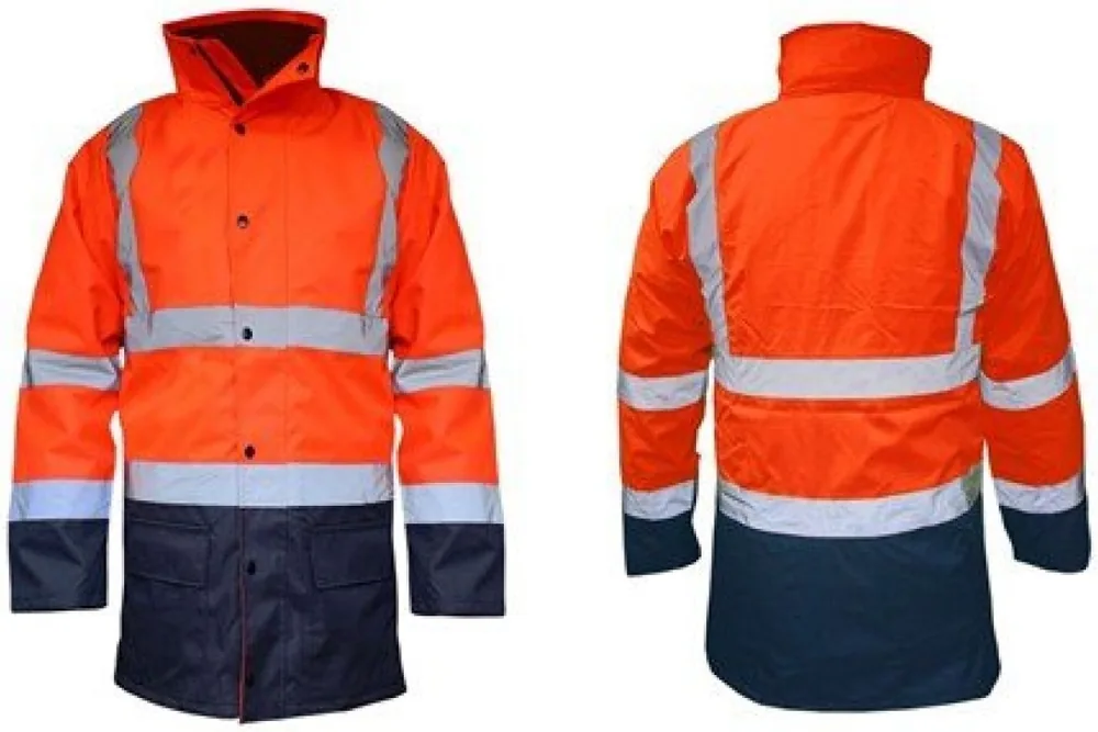 Turuncu reflektörlü hi-vis iş montu — EN ISO 20471