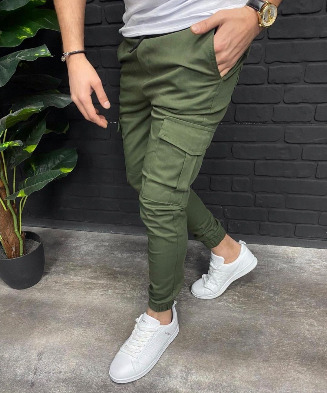 Yeşil kargo jogger pantolon — İLKETEKS toptan imalat ve siparişe özel üretim