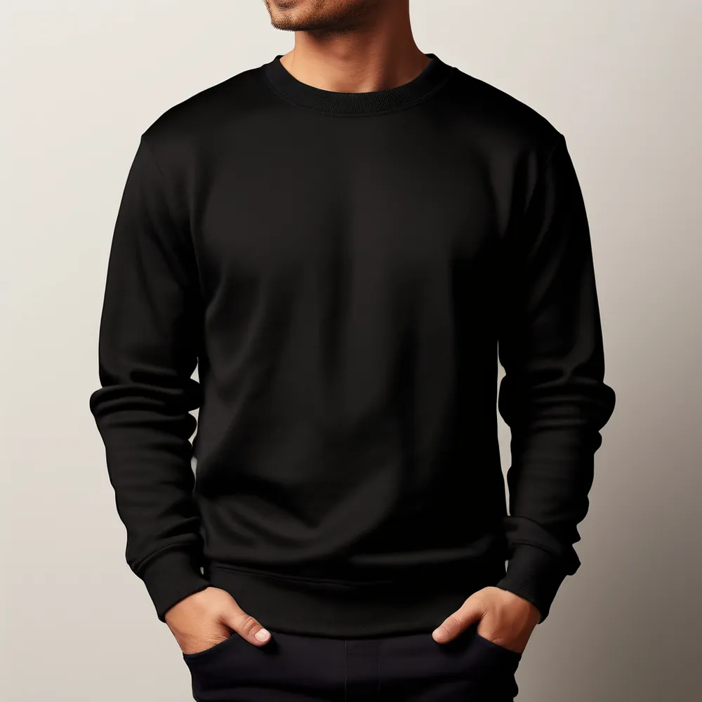 Siyah personel sweatshirt'ü, kurumsal ve promosyon kullanımı için