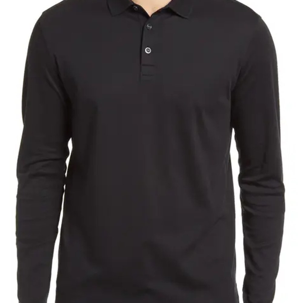 Haki yeşil polo yaka sweatshirt, mankensiz ürün çekimi; düğmeli pat ve ribana manşet detayı