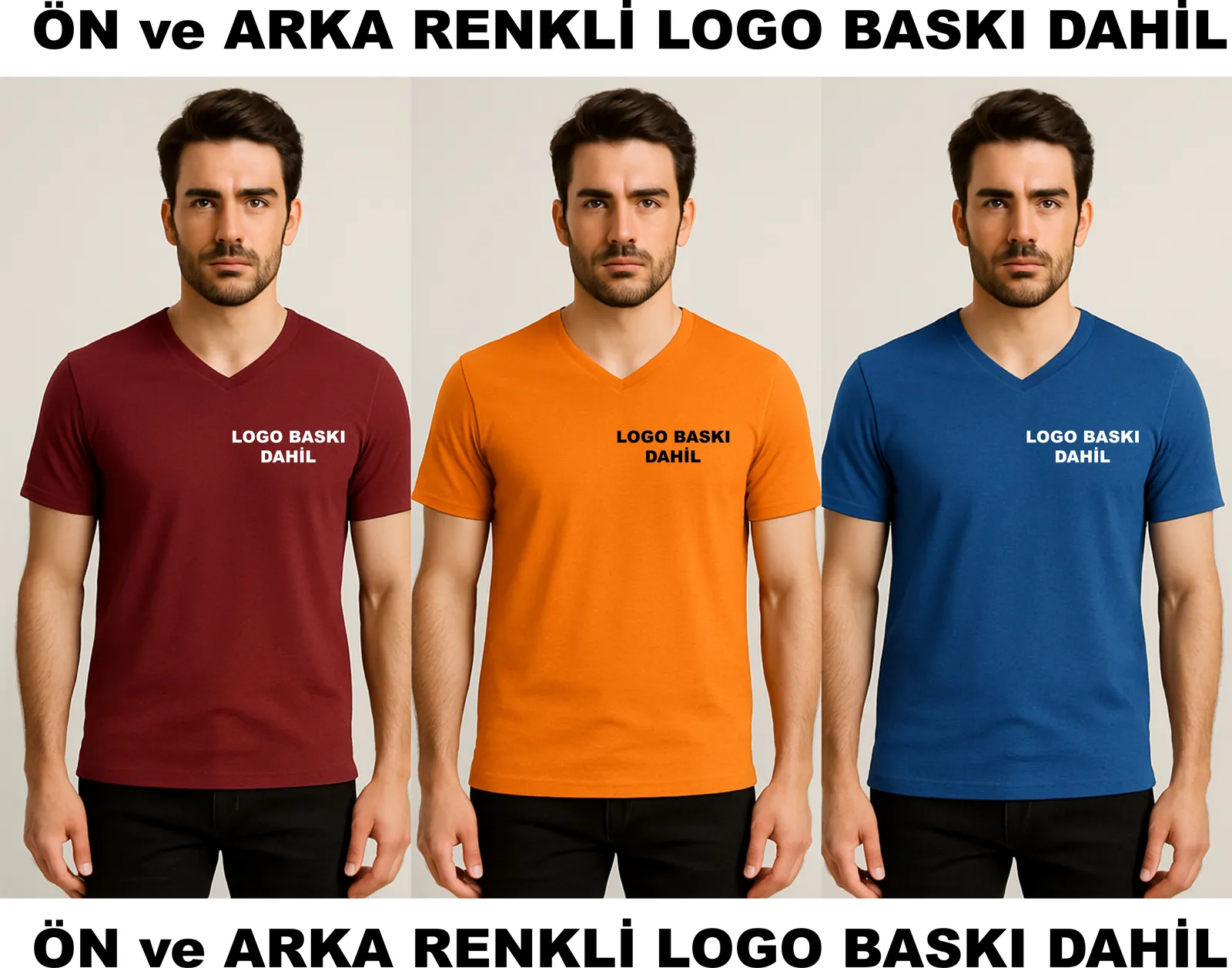 V Yaka İş Tişörtü — İLKETEKS toptan üretim