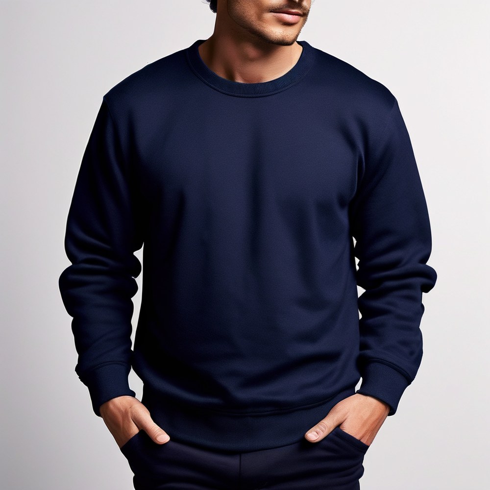 Yuvarlak yaka sweatshirt modeli 1 — kapüşonsuz bisiklet yaka kışlık kazak, İLKETEKS toptan imalat