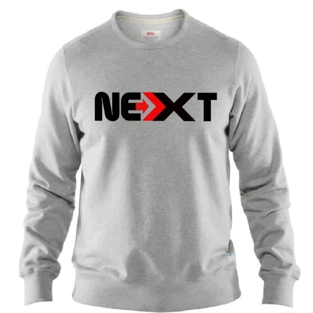 Yuvarlak yaka sweatshirt modeli 7 — gri melanj kurumsal logo baskılı, İLKETEKS toptan imalat