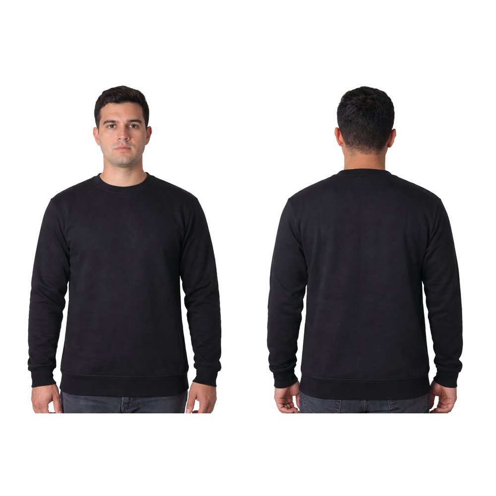 Yuvarlak yaka sweatshirt modeli 8 — siyah ön-arka görünüm, İLKETEKS toptan imalat