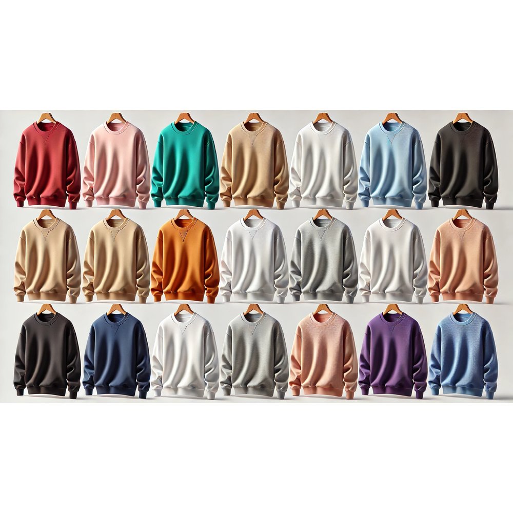 Yuvarlak yaka sweatshirt modeli 14 — askıda renk seçenekleri koleksiyonu, İLKETEKS toptan imalat