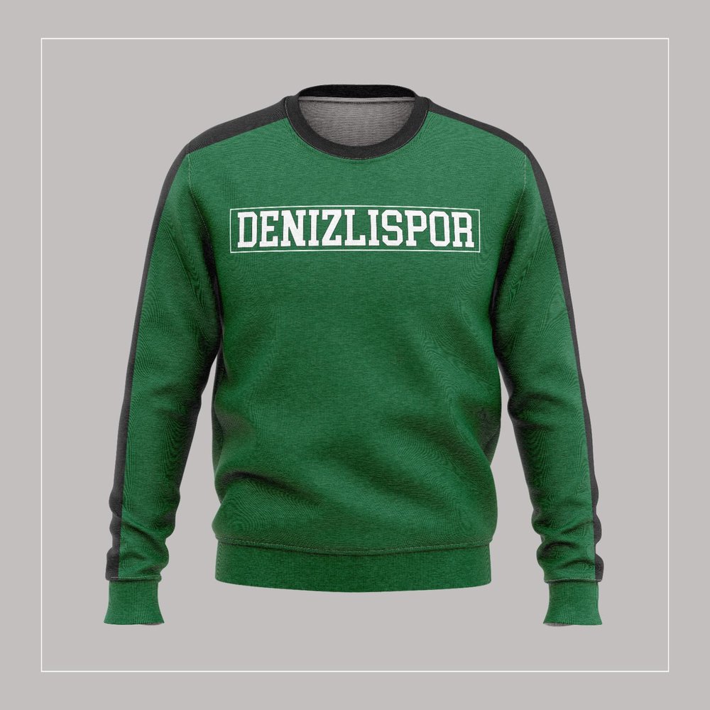 Yuvarlak yaka sweatshirt modeli 16 — yeşil takım baskılı, İLKETEKS toptan imalat