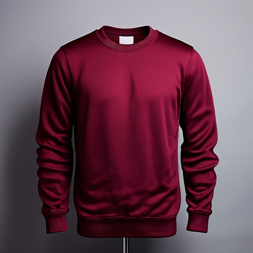 Yuvarlak yaka sweatshirt modeli 29 — bordo, İLKETEKS toptan imalat