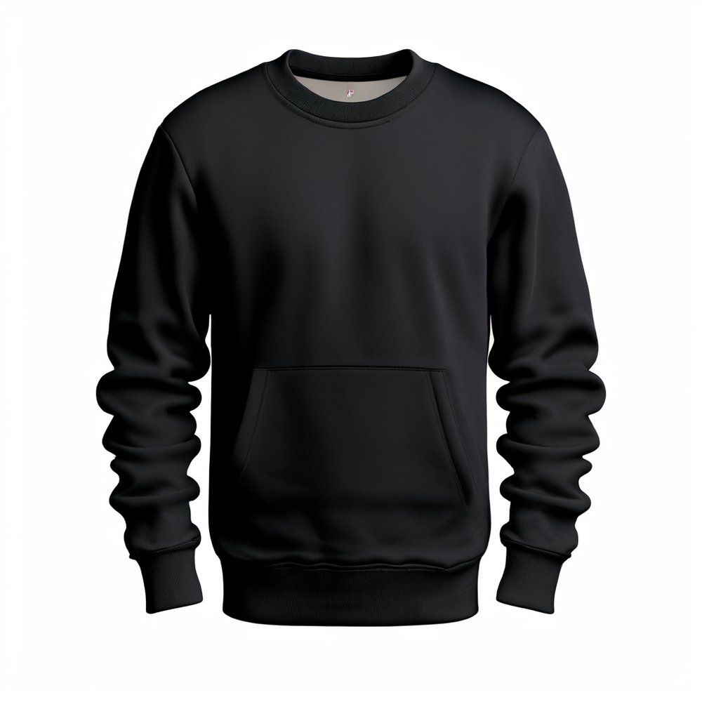Yuvarlak yaka sweatshirt modeli 30 — siyah kanguru cepli, İLKETEKS toptan imalat
