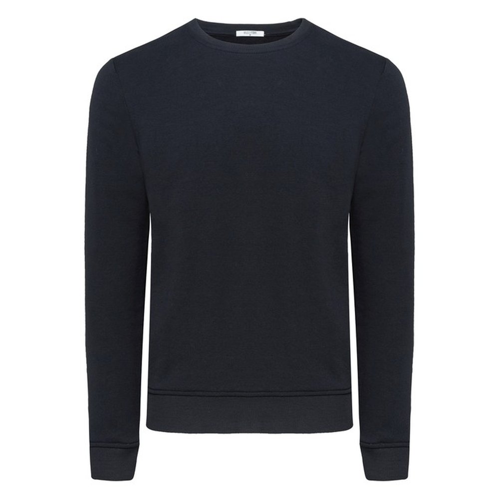 Yuvarlak yaka sweatshirt modeli 36 — siyah ince örme, İLKETEKS toptan imalat