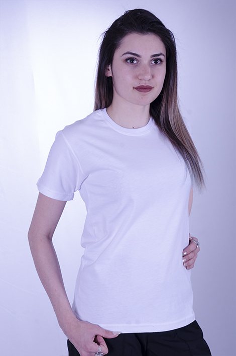 Beyaz sıfır yaka basic tişört — İLKETEKS toptan imalat