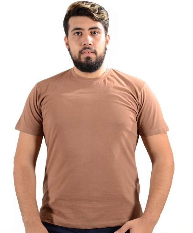 Camel yuvarlak yaka tişört — İLKETEKS toptan imalat